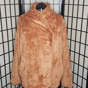 SHEIN Orange Faux Fur Open Jacket